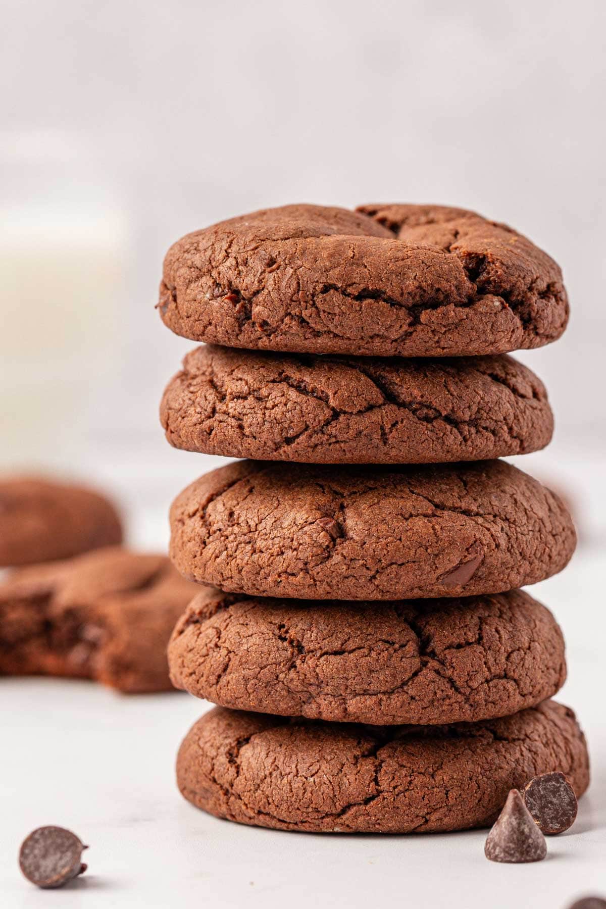 chocolate cake mix cookies stacked