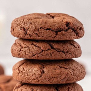 chocolate cake mix cookies stacked