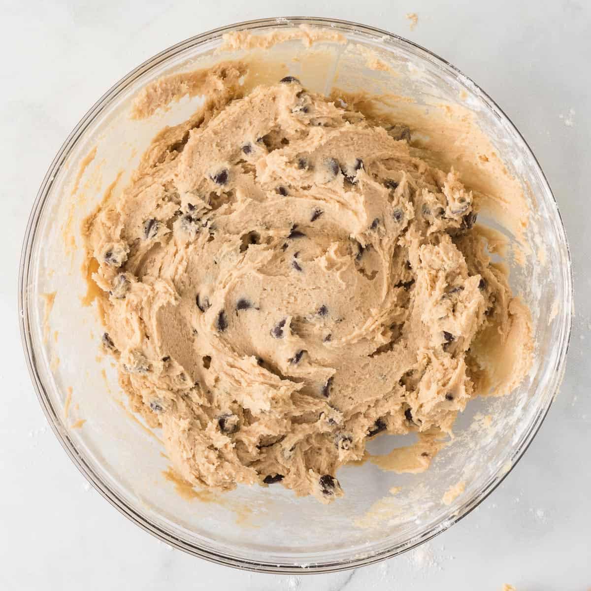 dairy free chocolate chip cookie dough mixed together