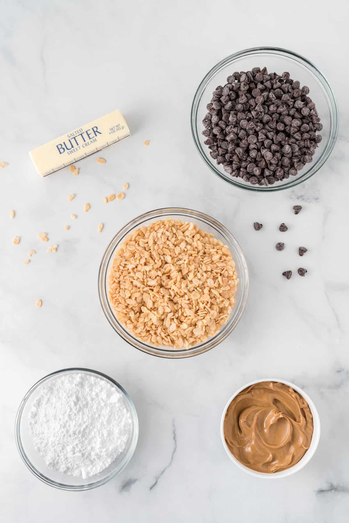 ingredients needed to make peanut butter balls with rice krispies