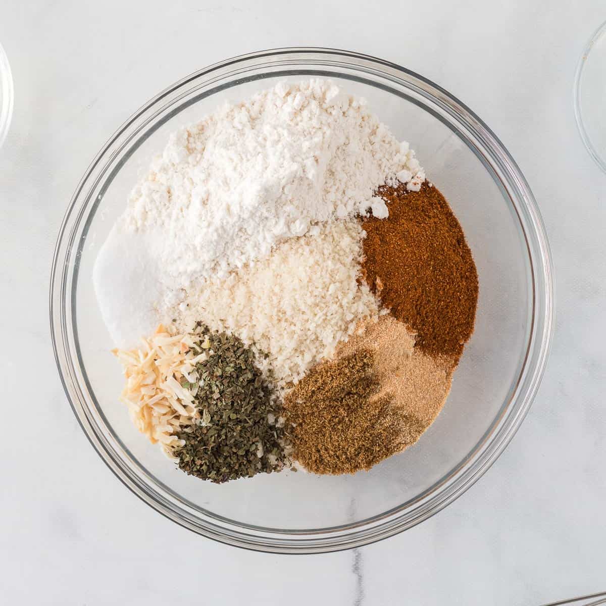 ingredients for the breading in a bowl