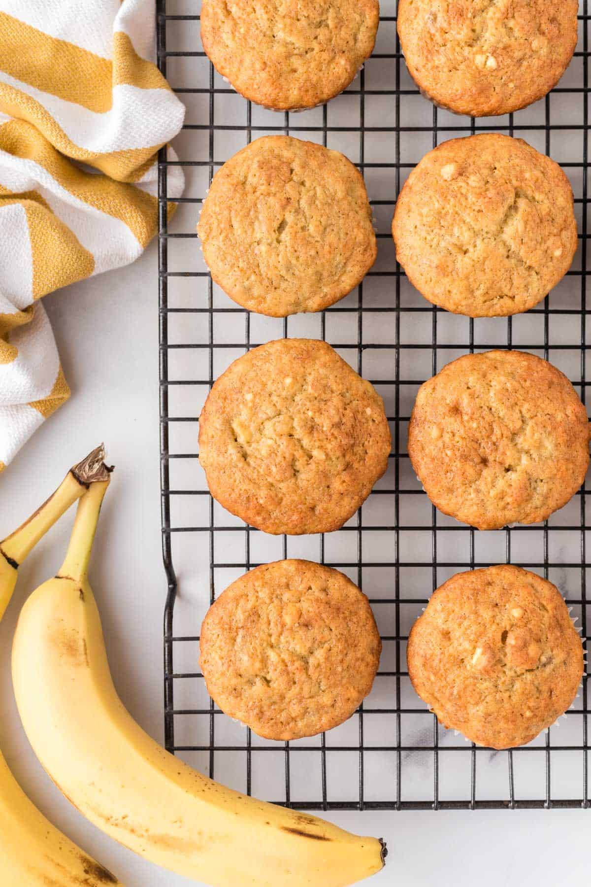 cake mix banana muffins on a cooling rack