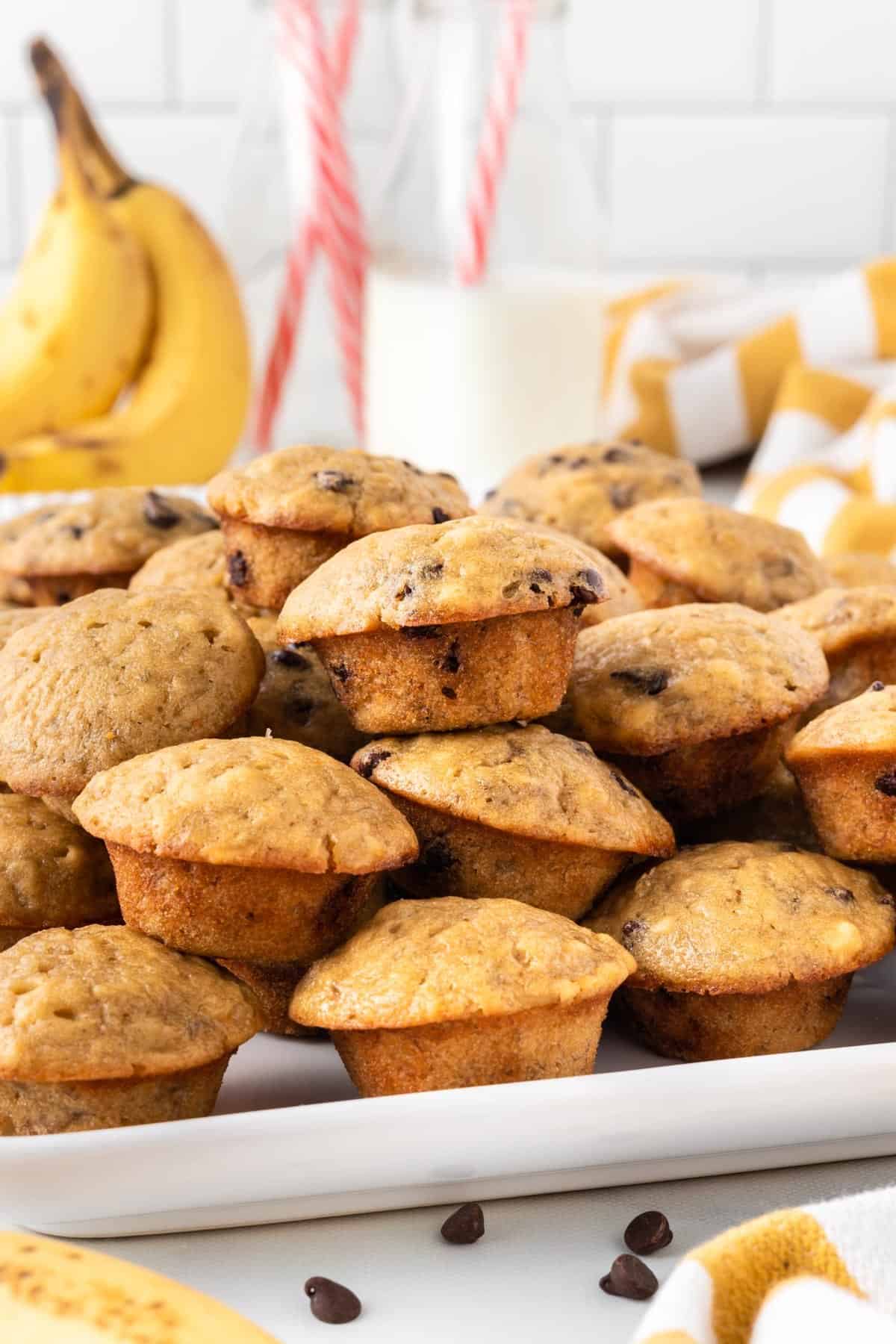 mini muffins on a white platter