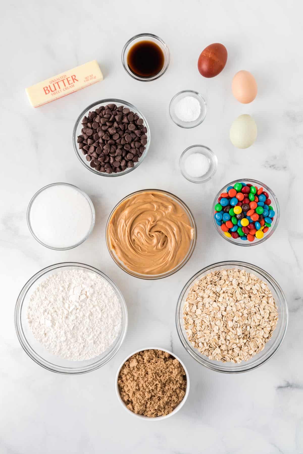 ingredients needed to make monster cookie bars