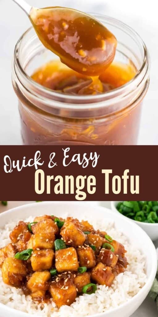image with text "quick & easy orange tofu"