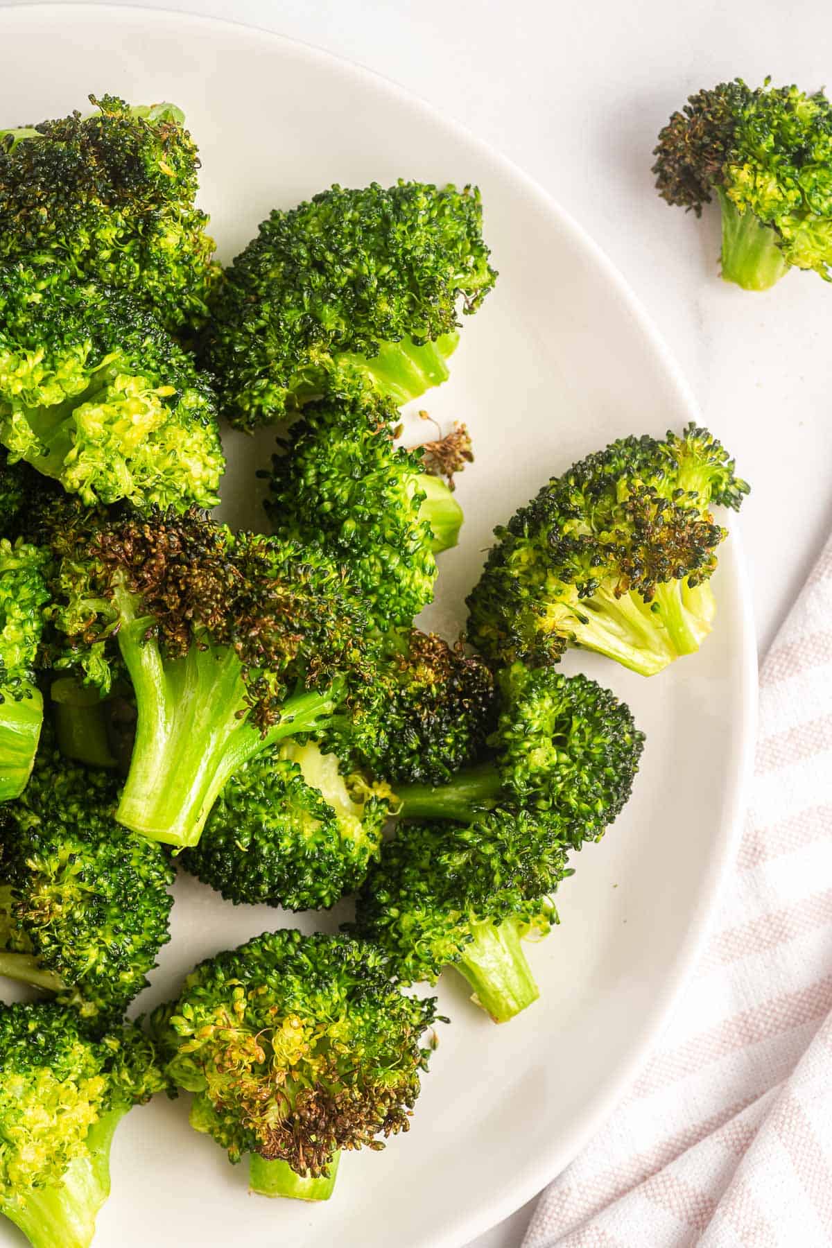 air fried broccoli on a plate