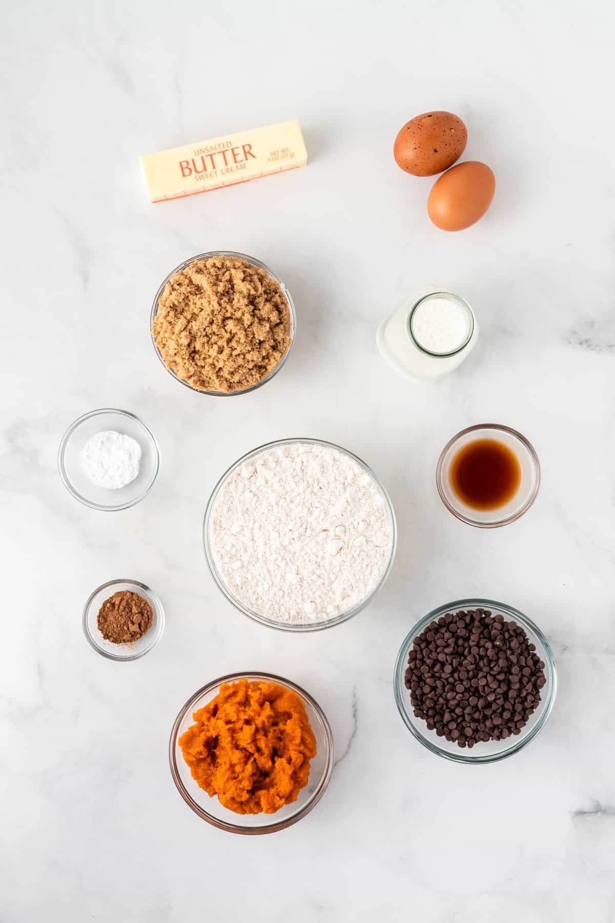 ingredients needed to make mini pumpkin muffins