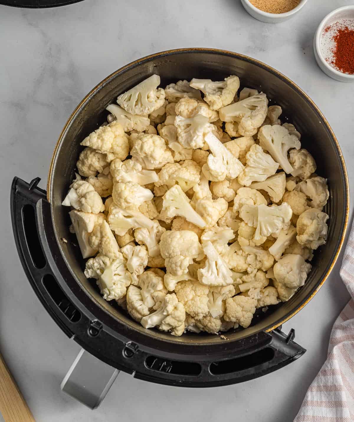 cauliflower florets in an air fryer