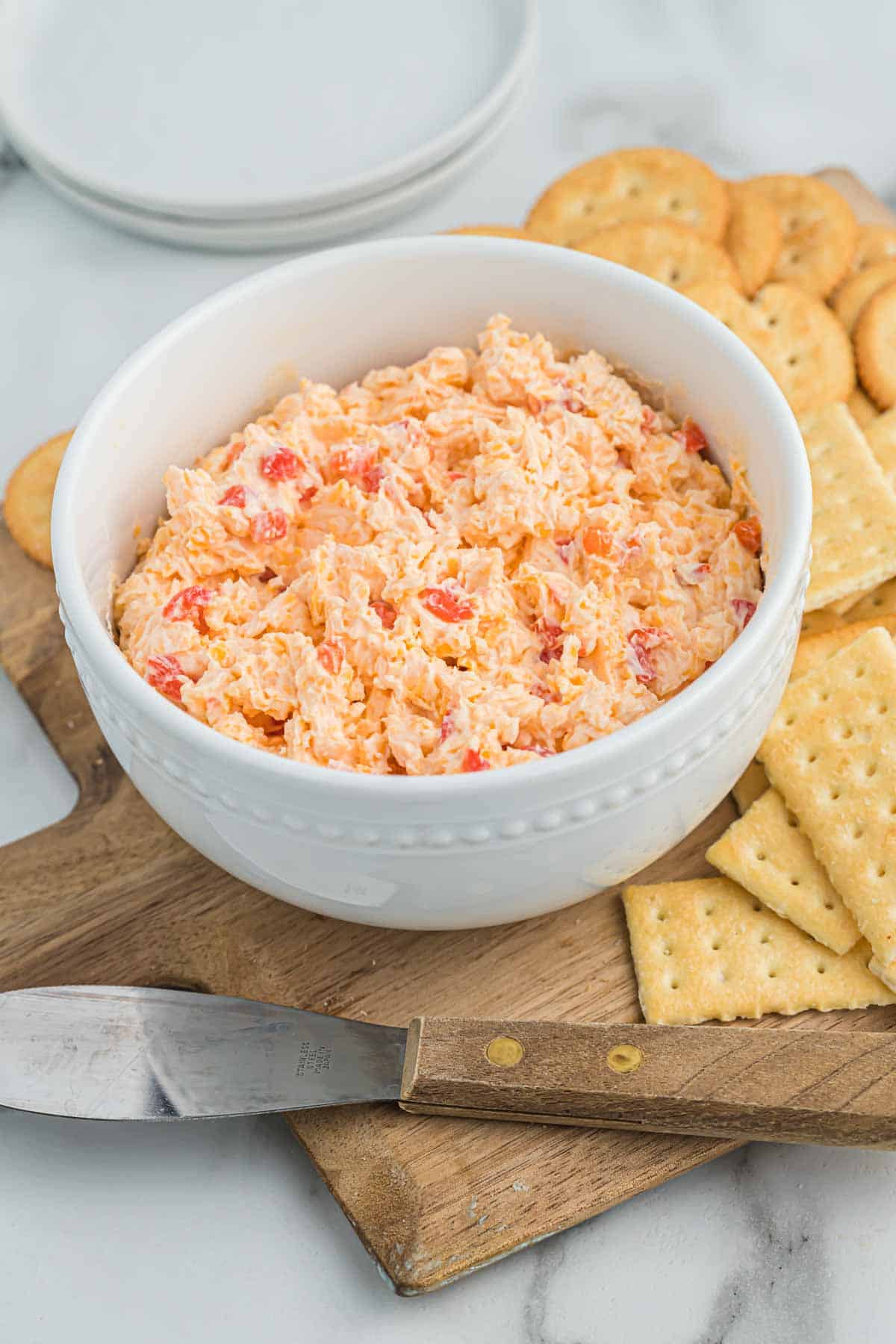 pimento cheese dip with crackers