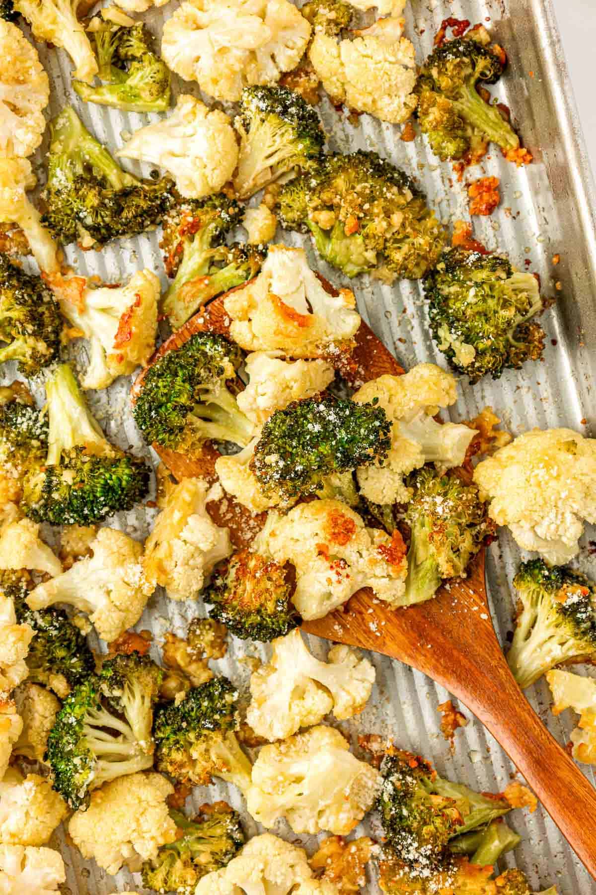 roasted broccoli and cauliflower