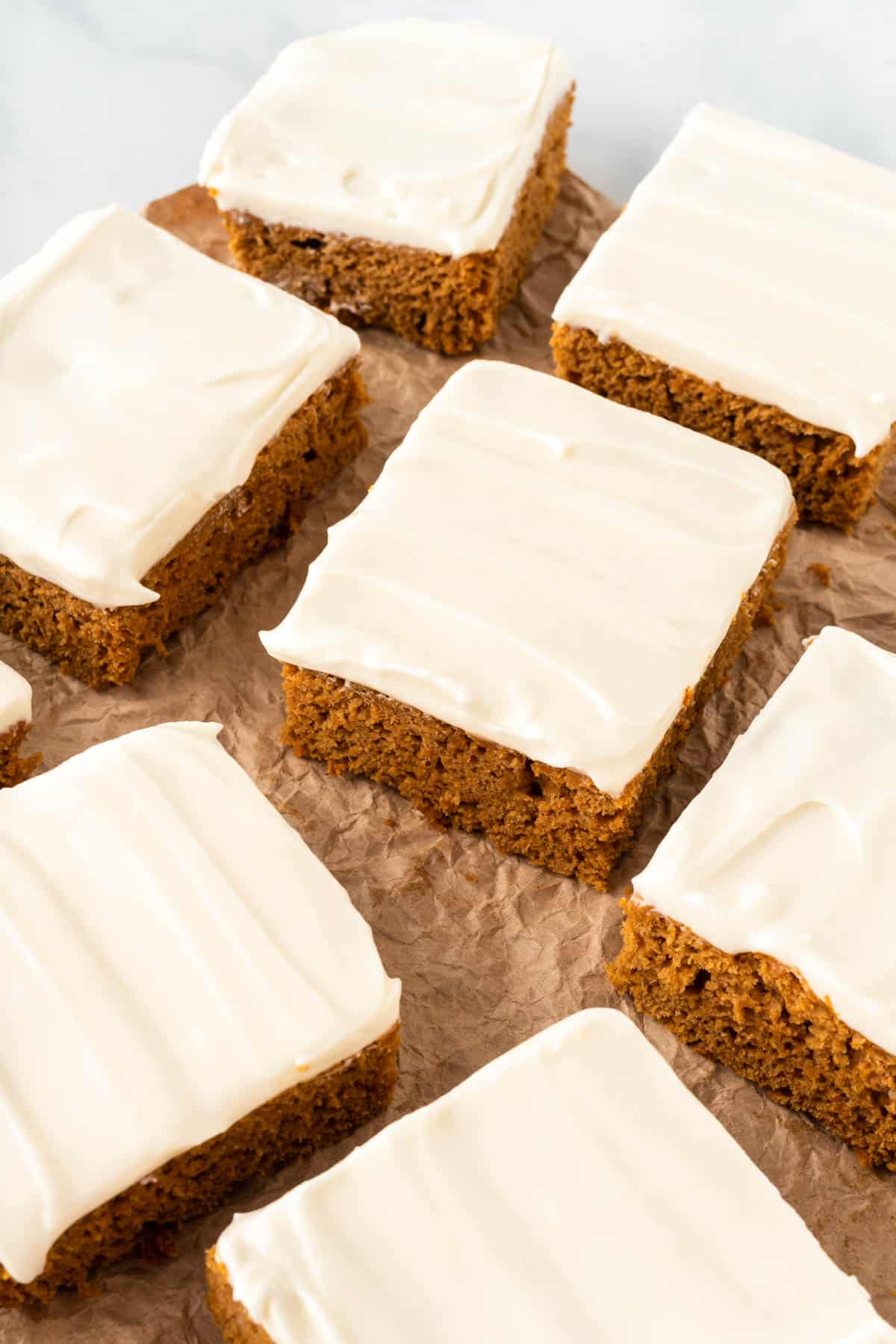 cake mix pumpkin bar with cream cheese frosting
