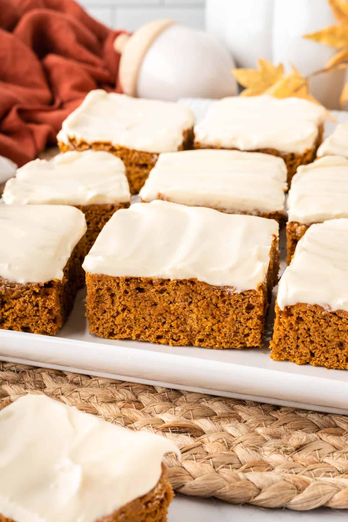 cake mix pumpkin bar with cream cheese frosting