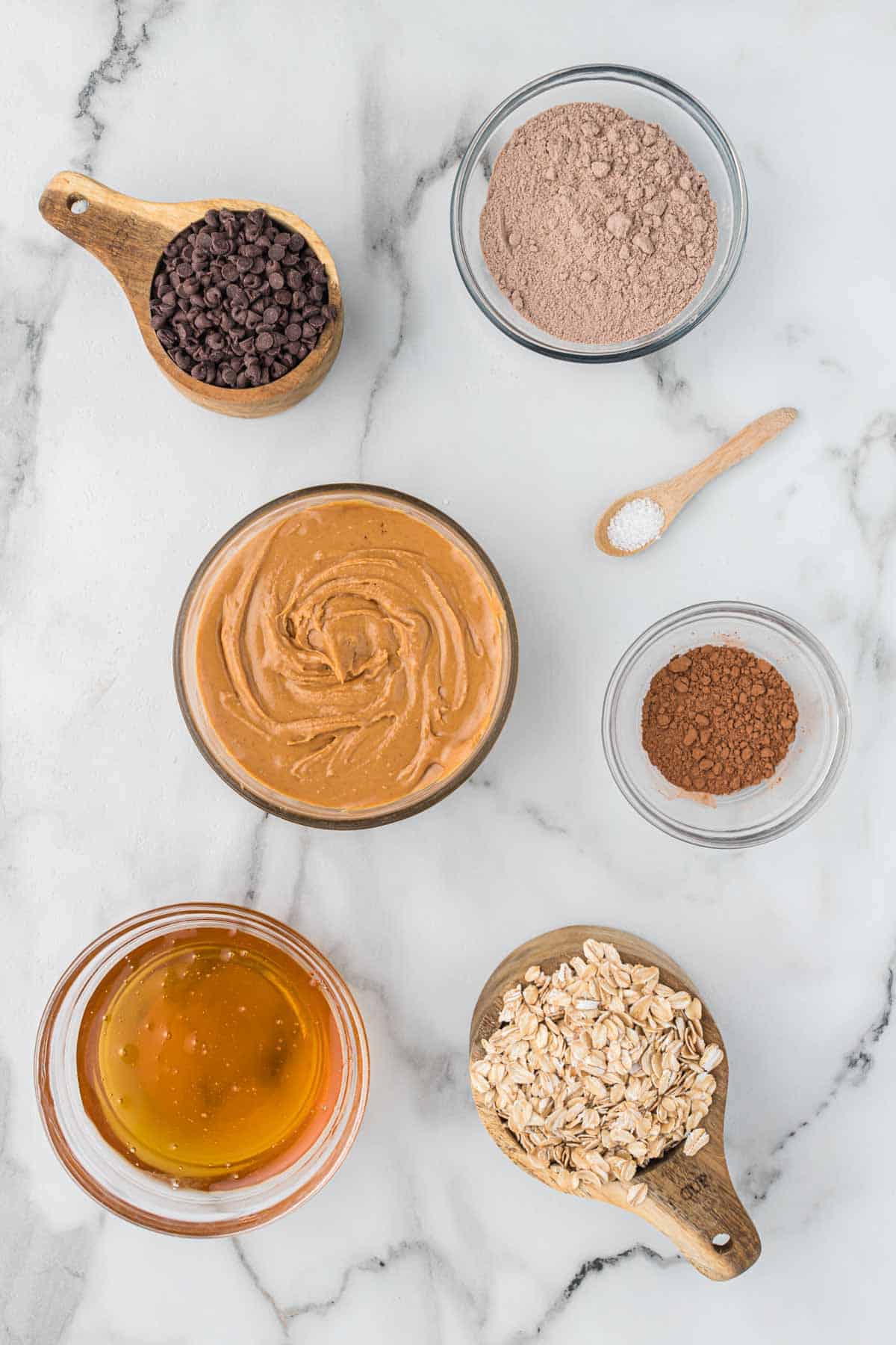 ingredients to make chocolate protein balls