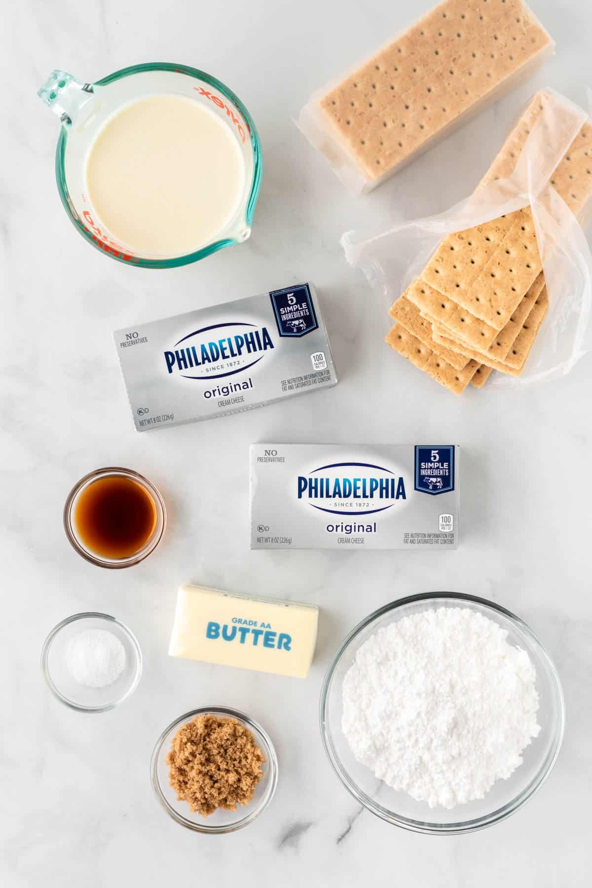 ingredients needed to make no bake cheesecake bars