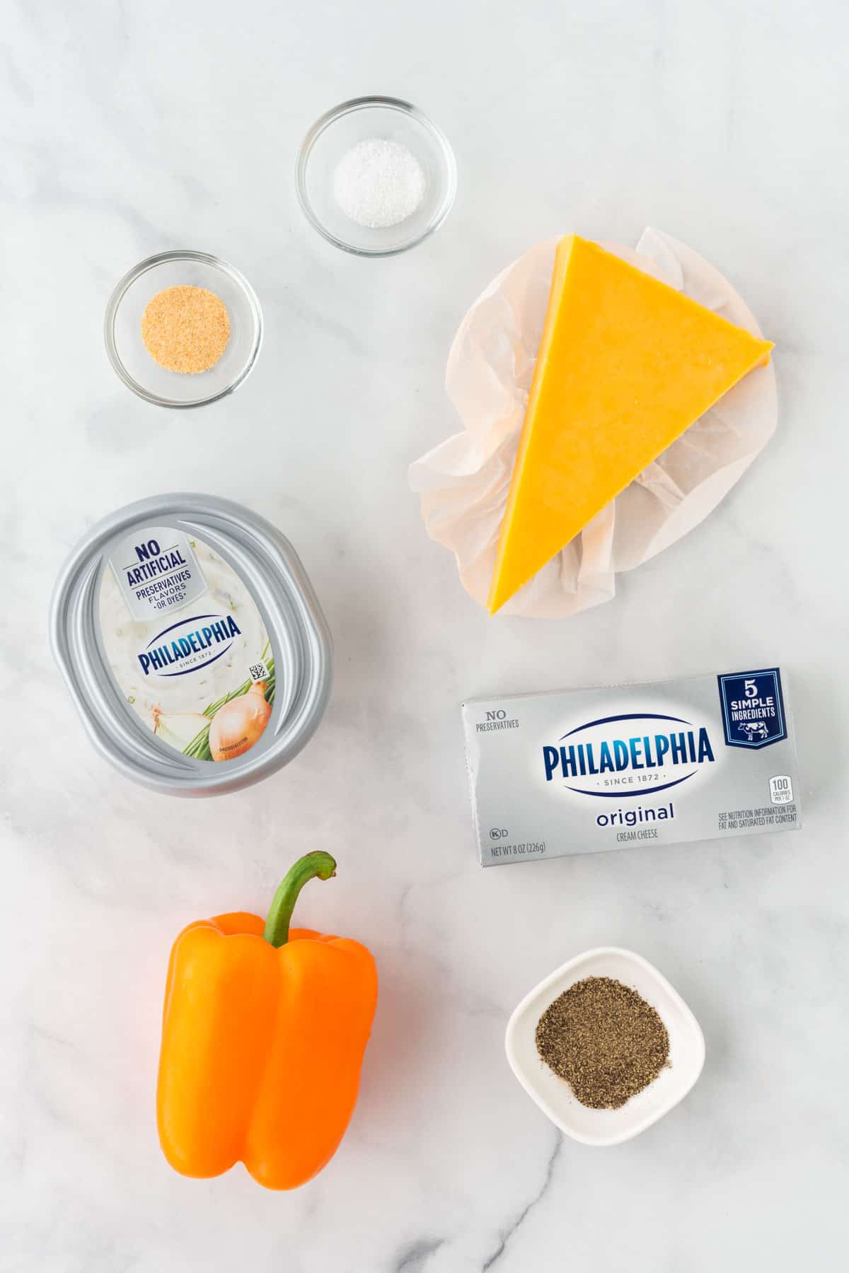 ingredients needed to make a pumpkin shaped cheese ball