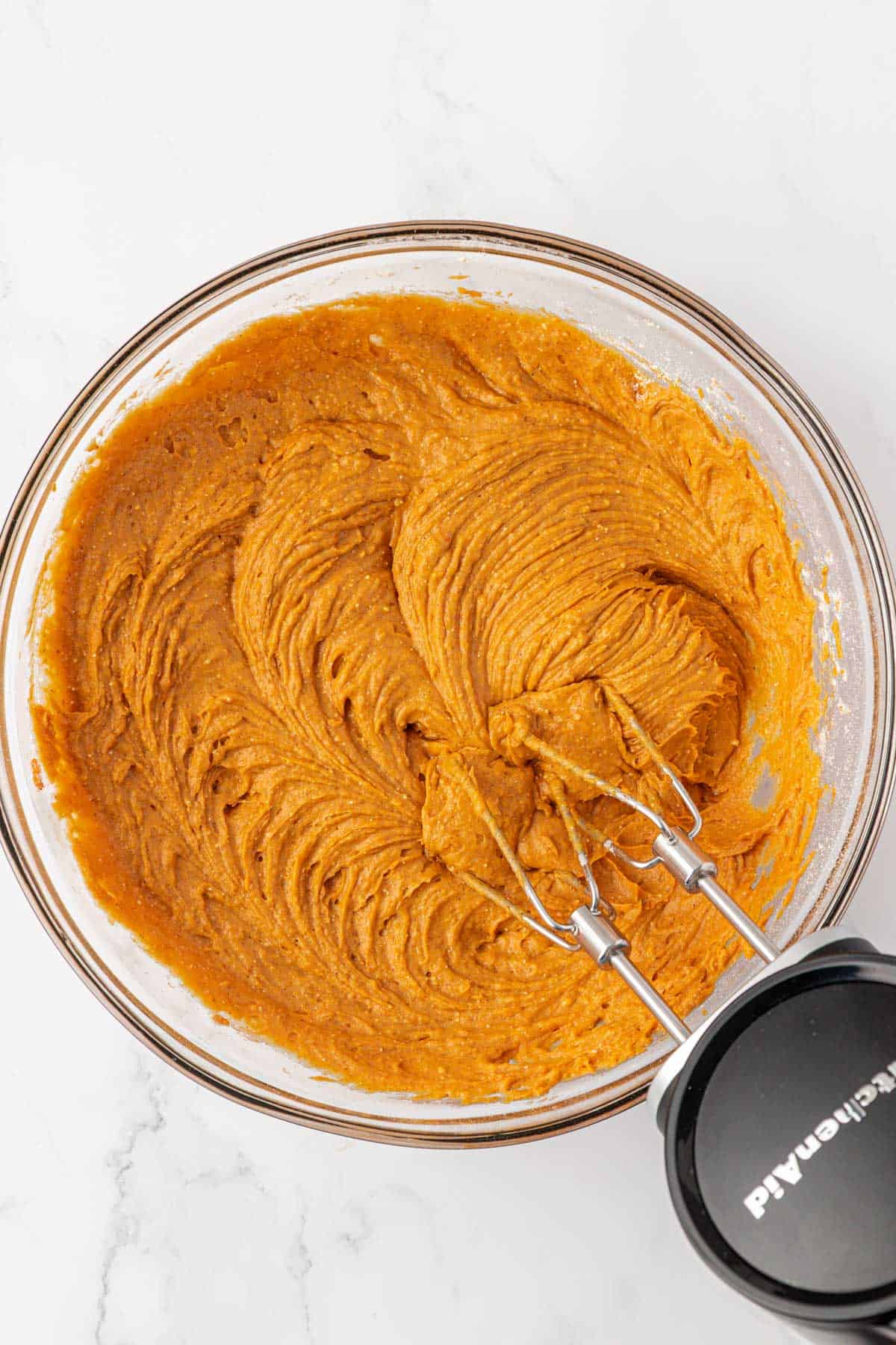pumpkin muffin batter mixed together