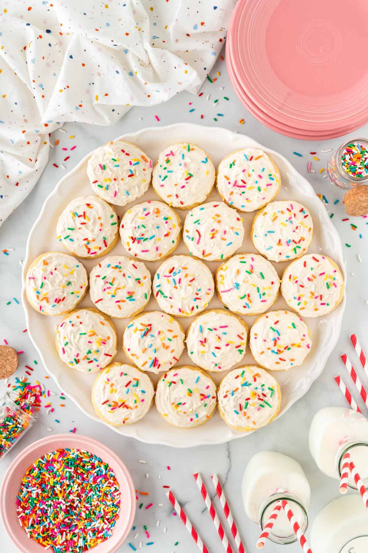 cake mix sugar cookies on a serving platter