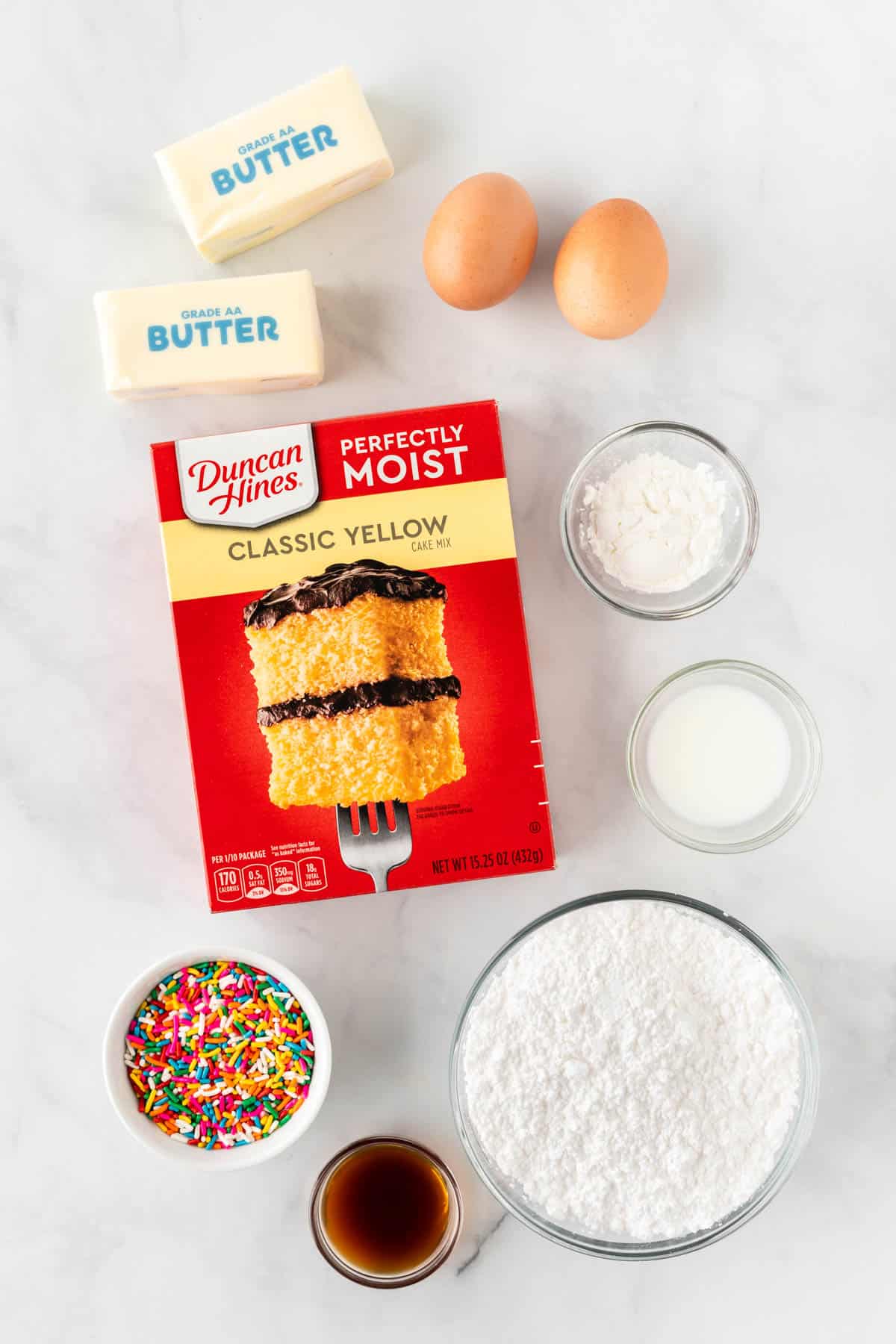ingredients needed to make cake mix sugar cookies