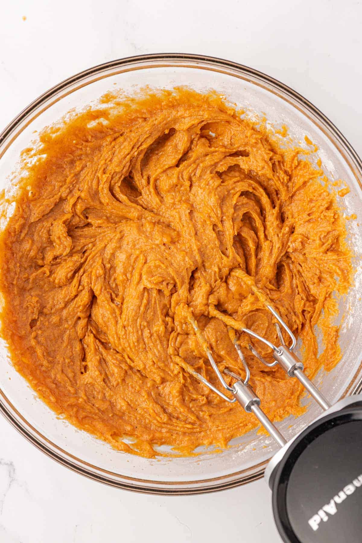pumpkin cookie batter mixed together