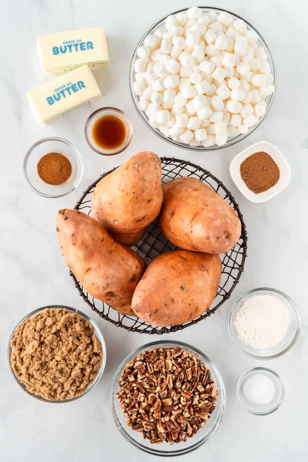 ingredients needed to make sweet potato casserole