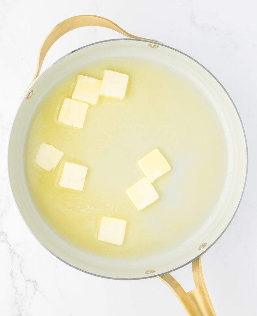 melting butter in a skillet