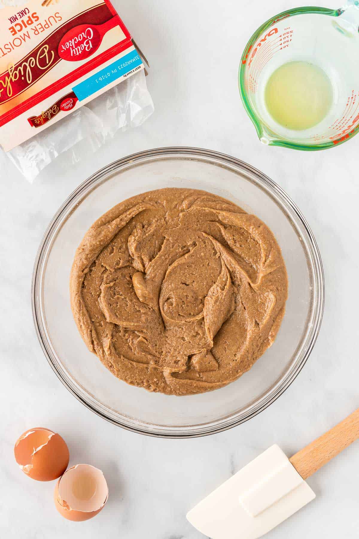 spice cookie batter in a mixing bowl