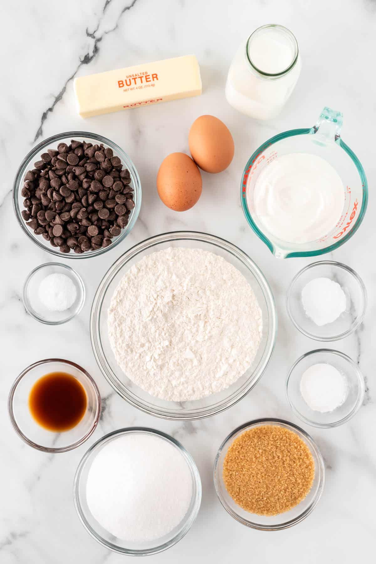 ingredients needed to make sour cream chocolate chip muffins