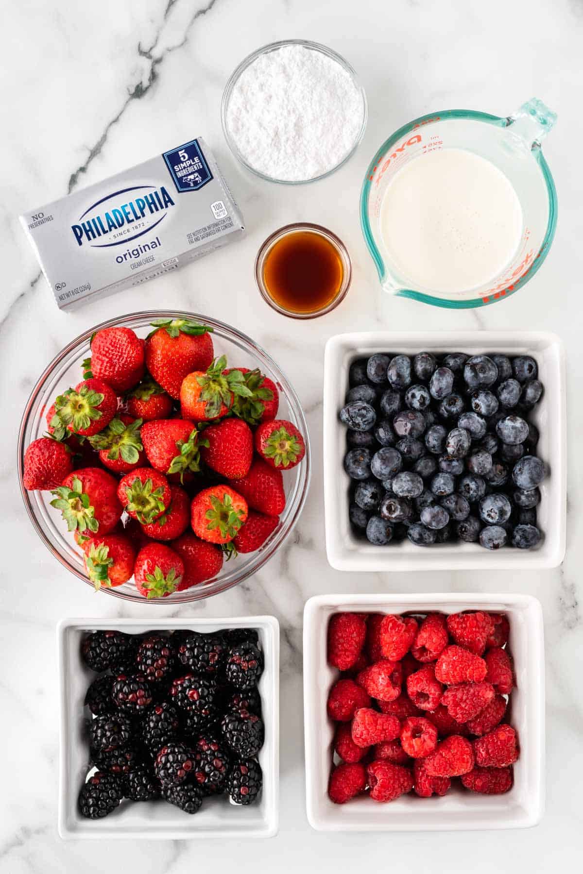 ingredients needed to make berry cheesecake salad