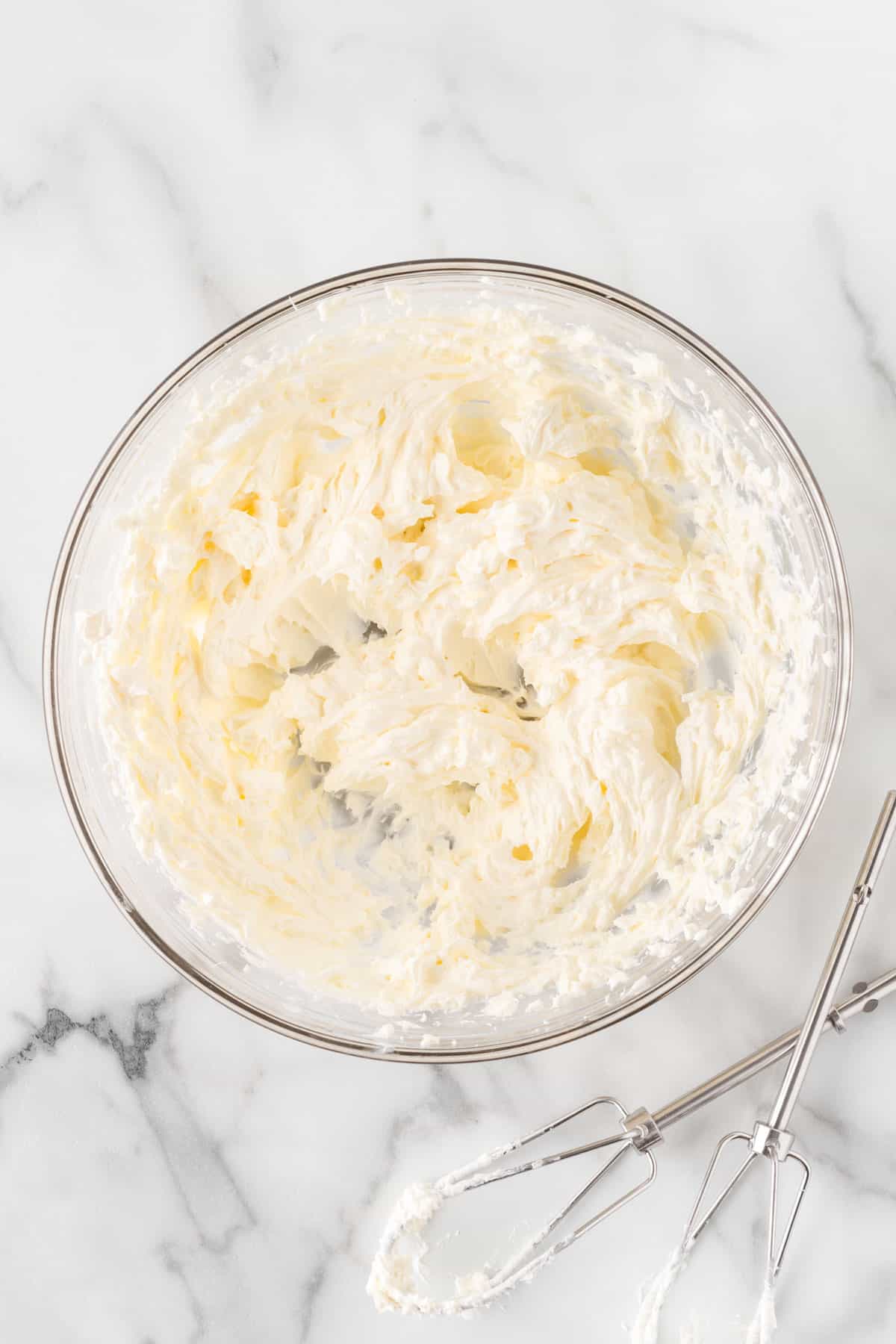 whipped cream cheese in a bowl