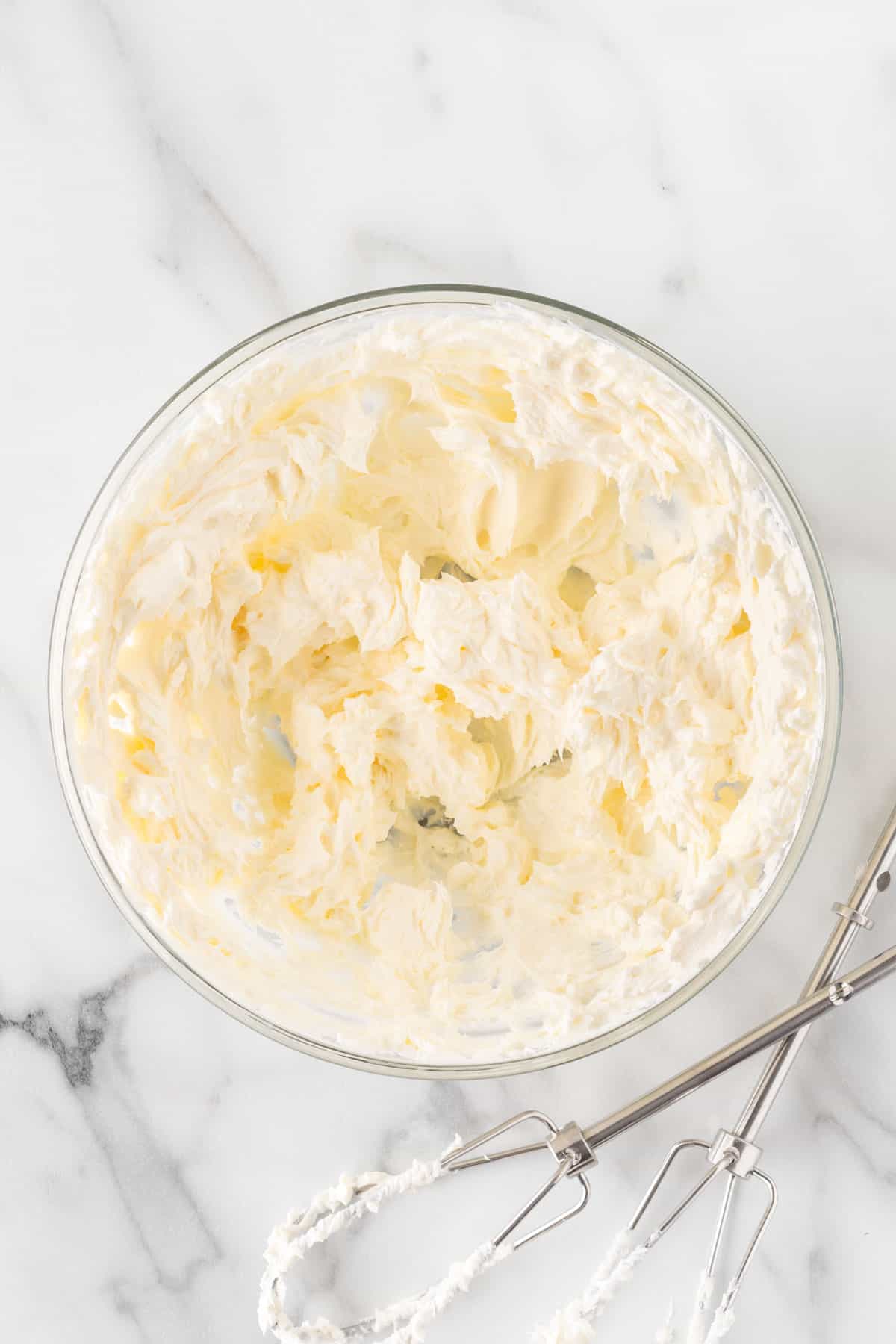 whipped cream cheese in a bowl