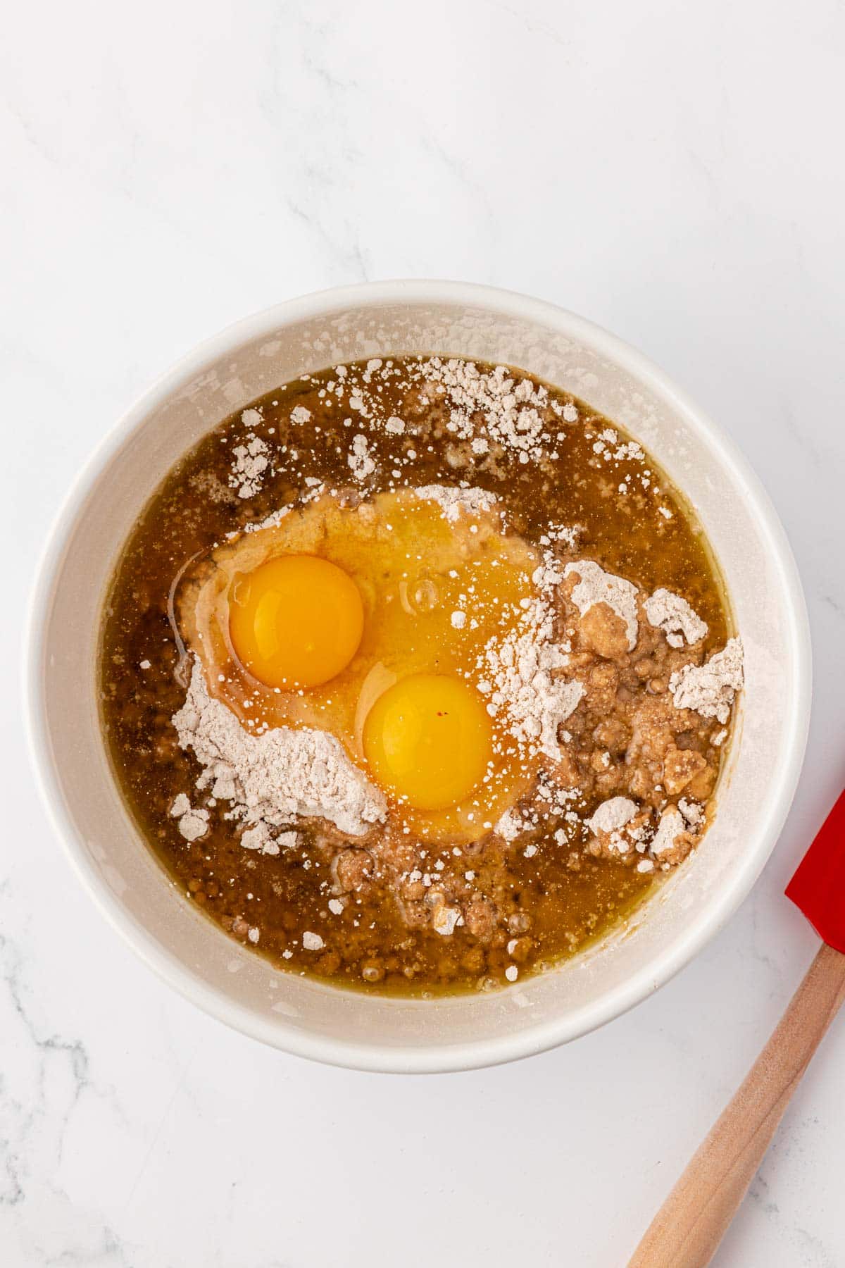 cake mix spice cookie ingredients in a mixing bowl