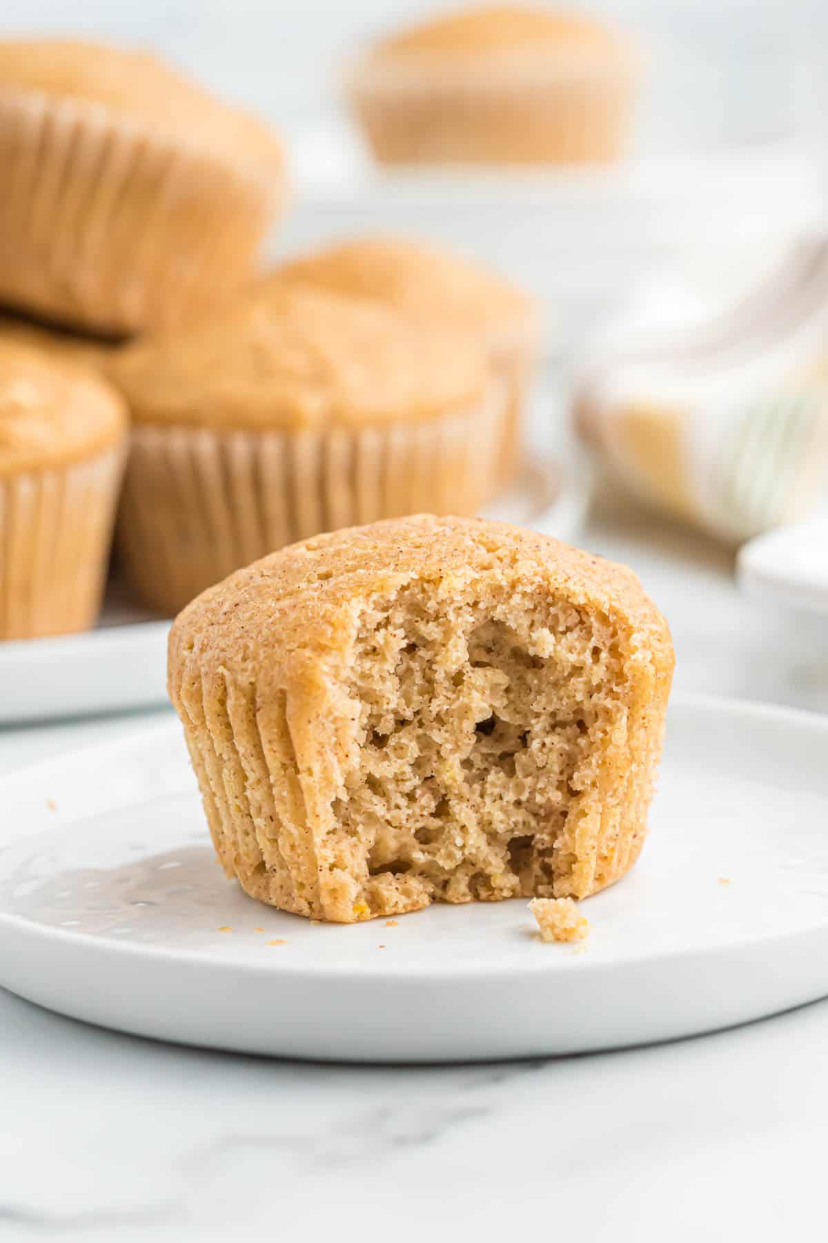 applesauce muffin with a bite taken out