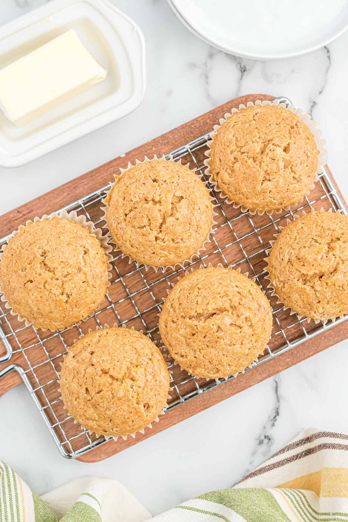 applesauce muffins on a wire rack