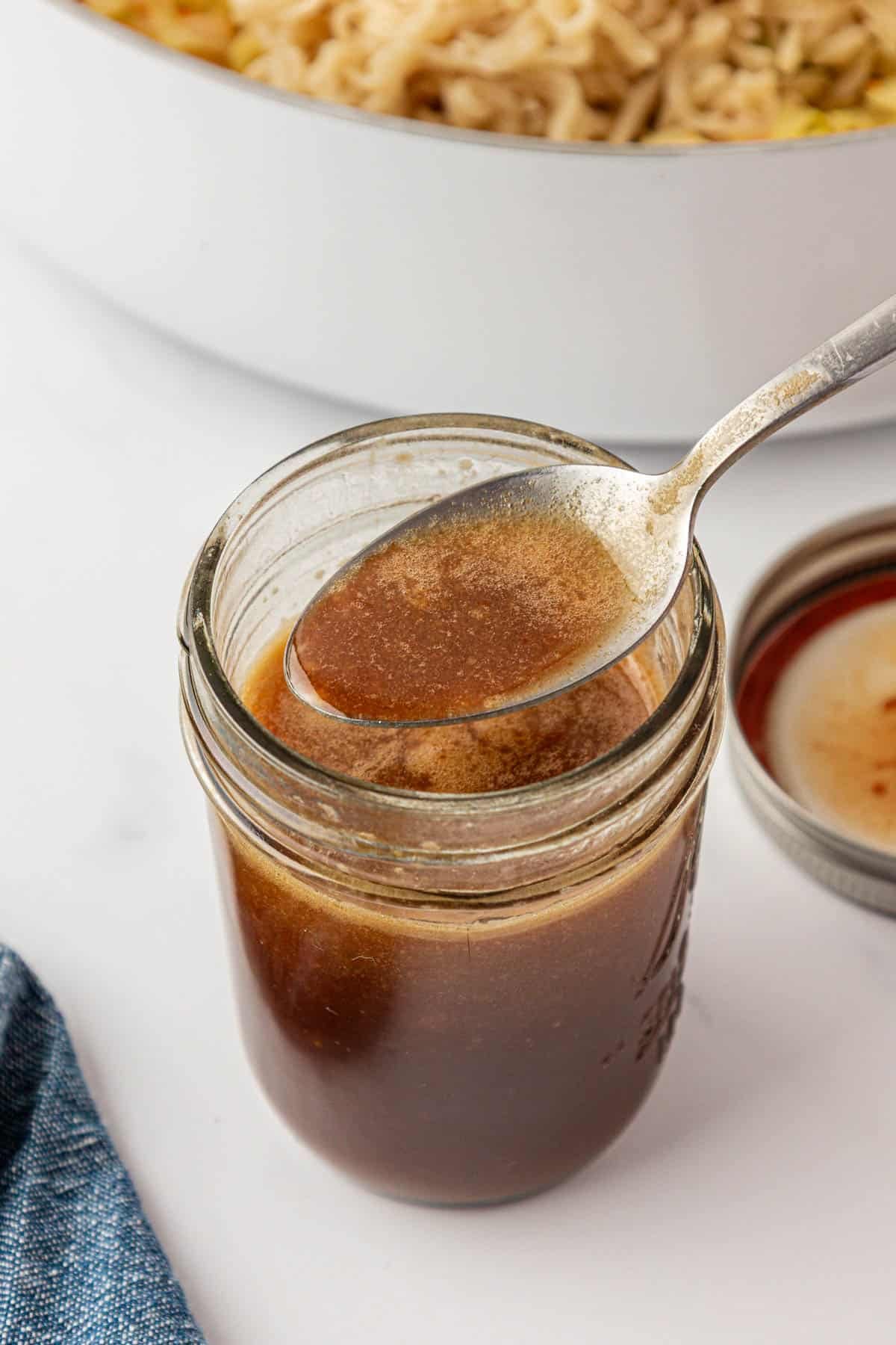 stir fry sauce in a mason jar
