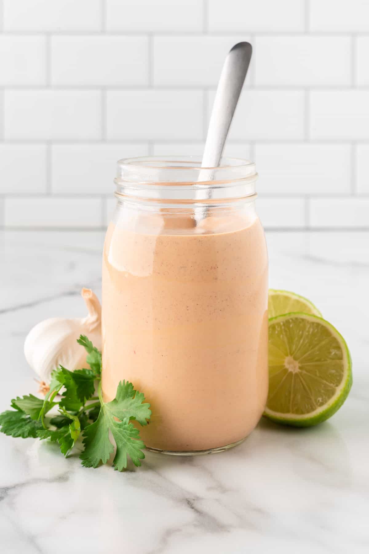 chipotle ranch dressing in a mason jar