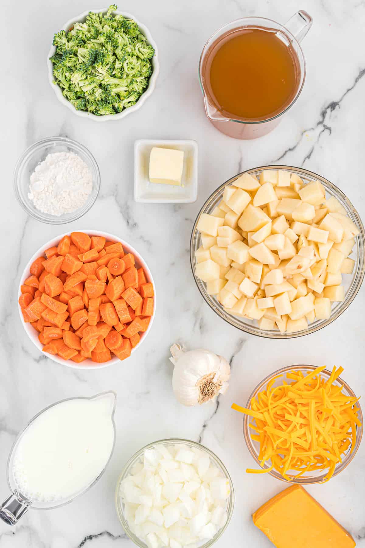 ingredients needed to make creamy vegetable soup
