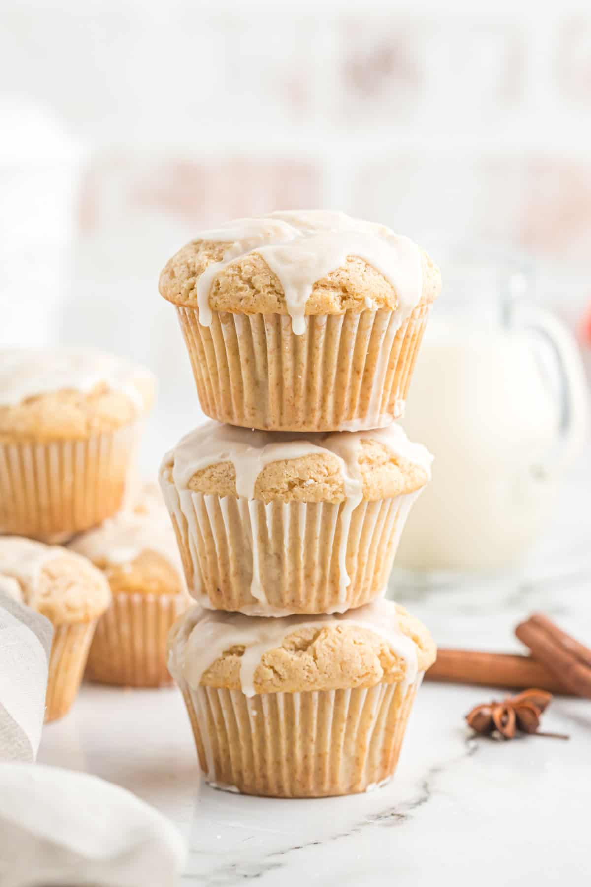 eggnog muffins stacked