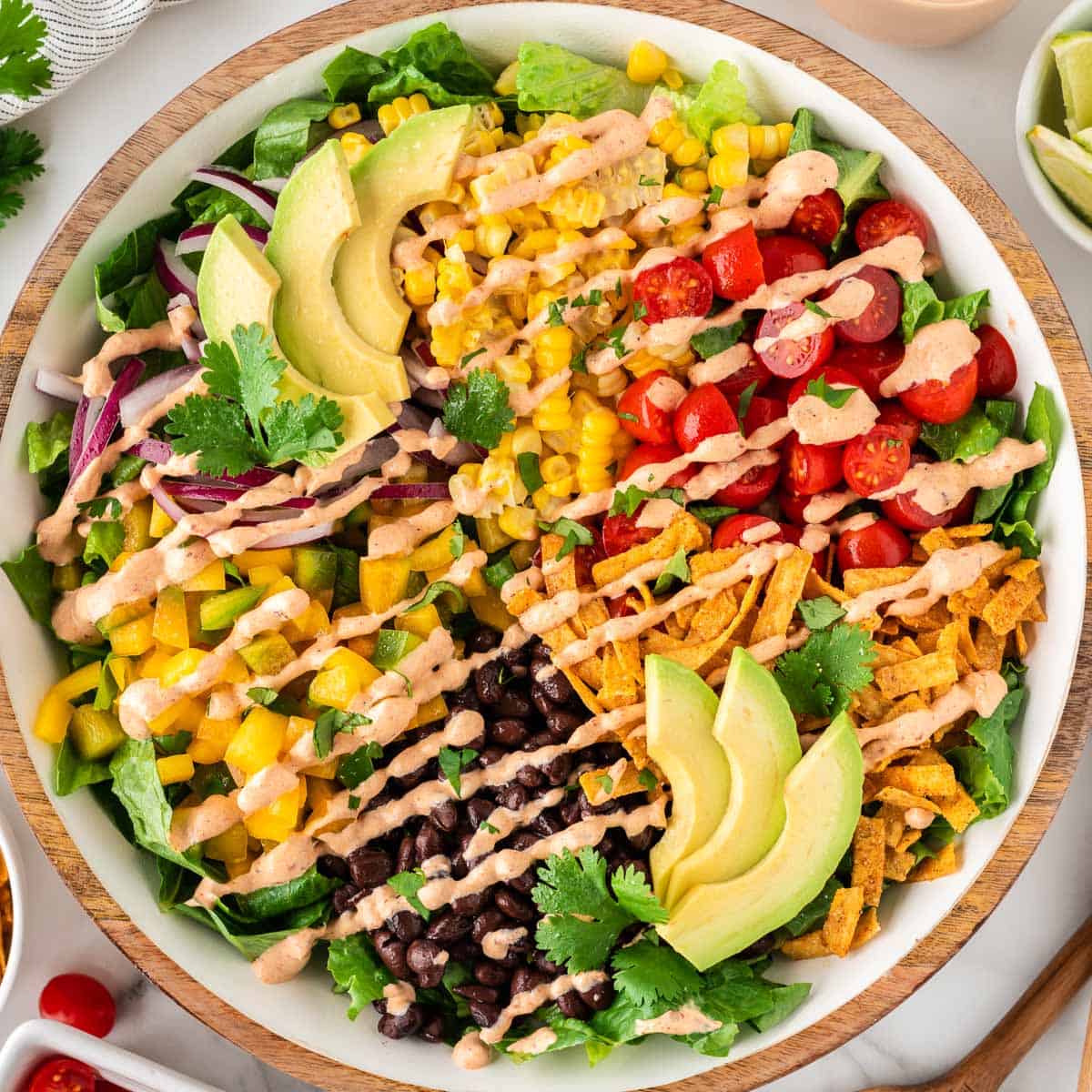 southwest salad drizzled with chipotle ranch dressing