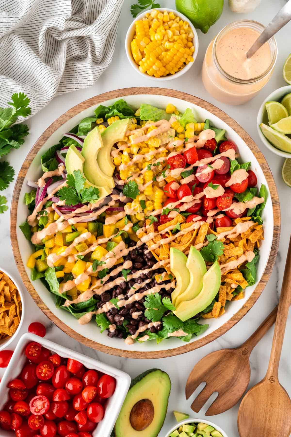 southwest salad drizzled with chipotle ranch dressing