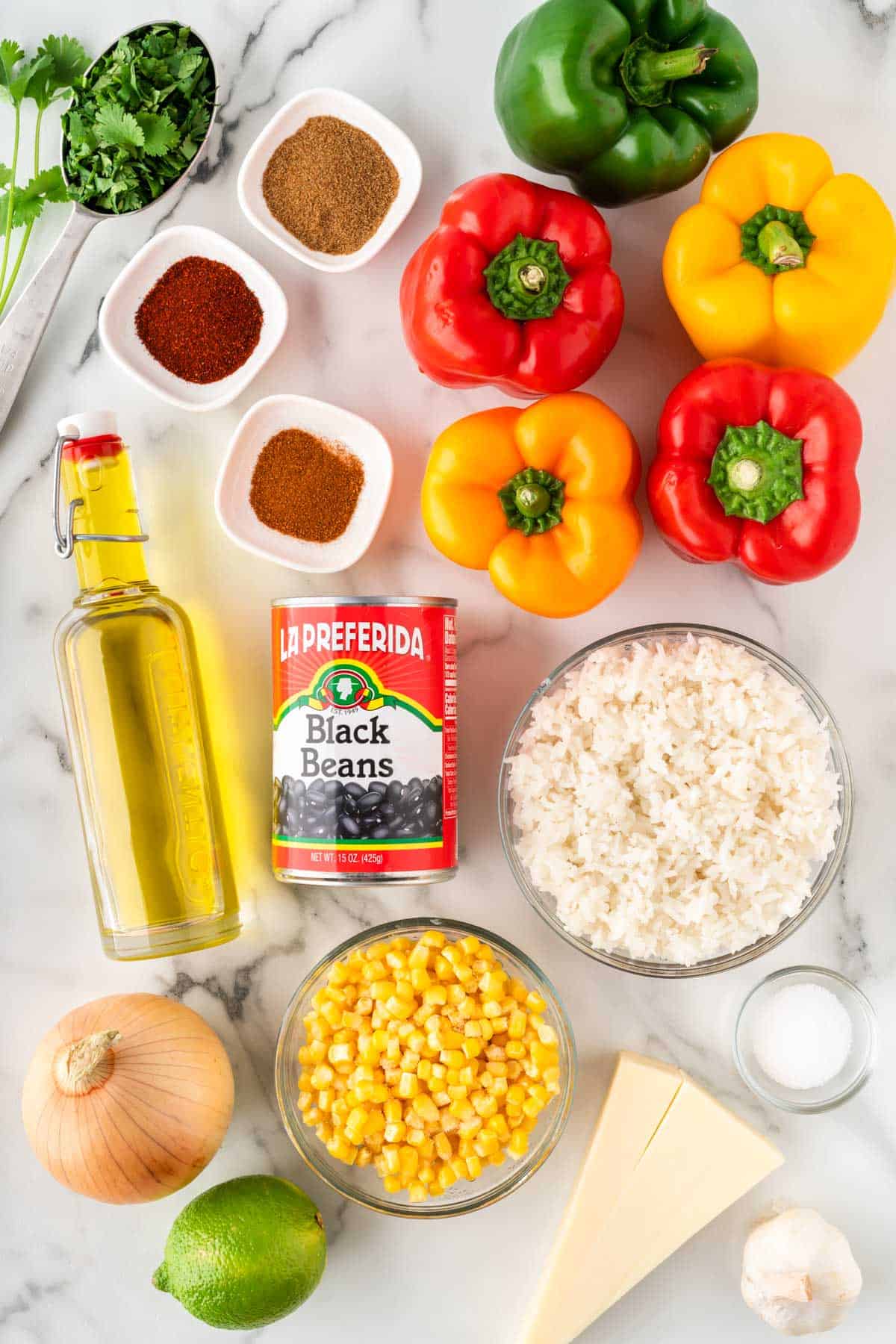 ingredients needed to make vegetarian stuffed peppers
