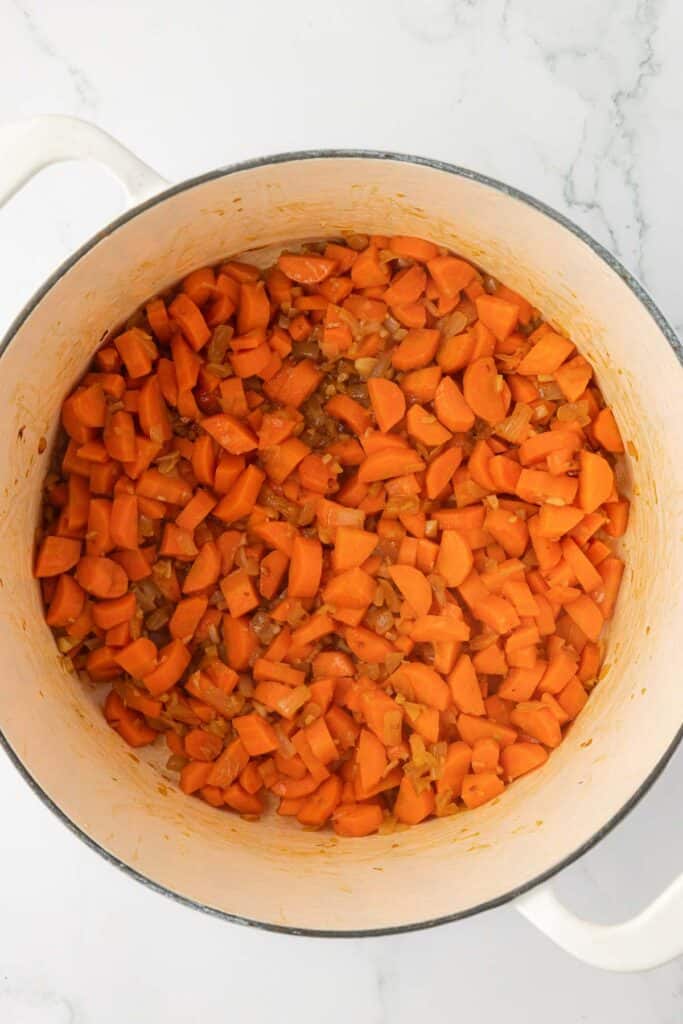 cooked down carrots, onion, and garlic