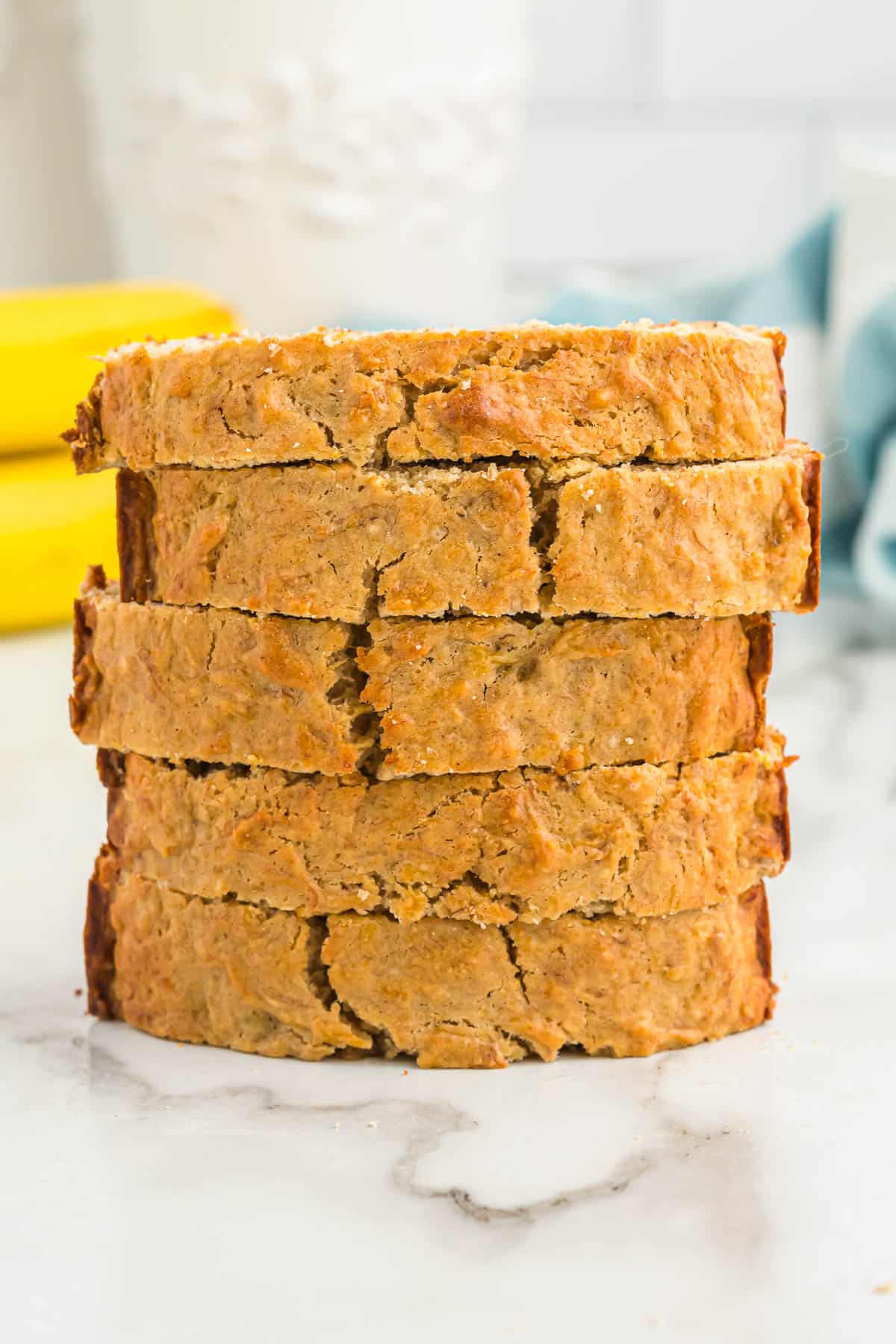 stacked slices of banana bread