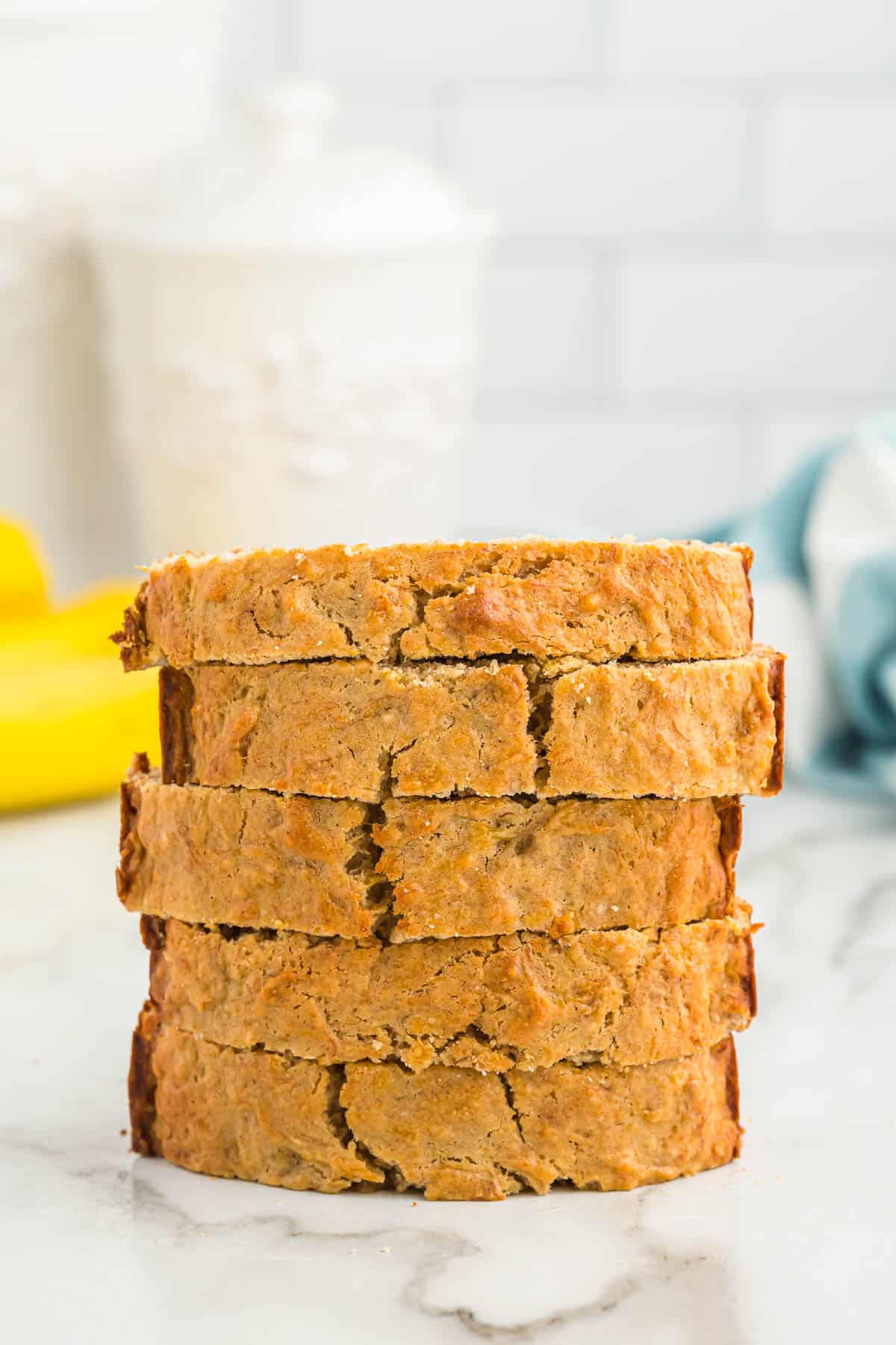stacked slices of banana bread