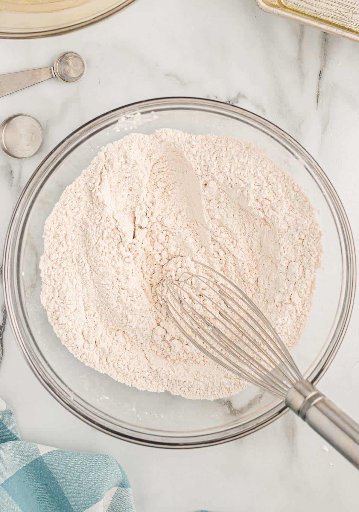 dry ingredients whisked together in a bowl