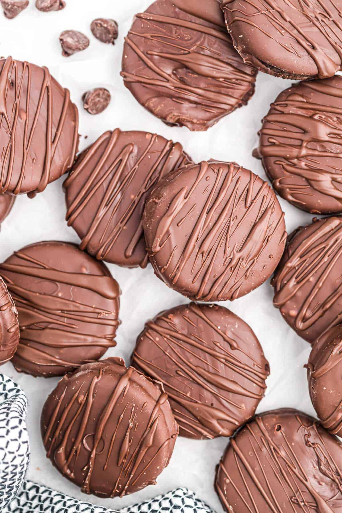 chocolate covered oreos on wax paper