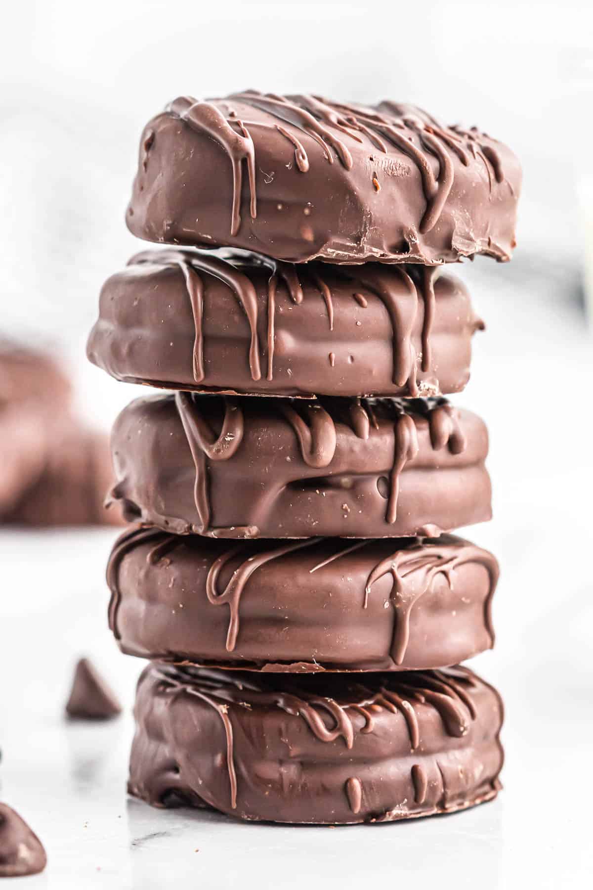 chocolate covered oreos stacked