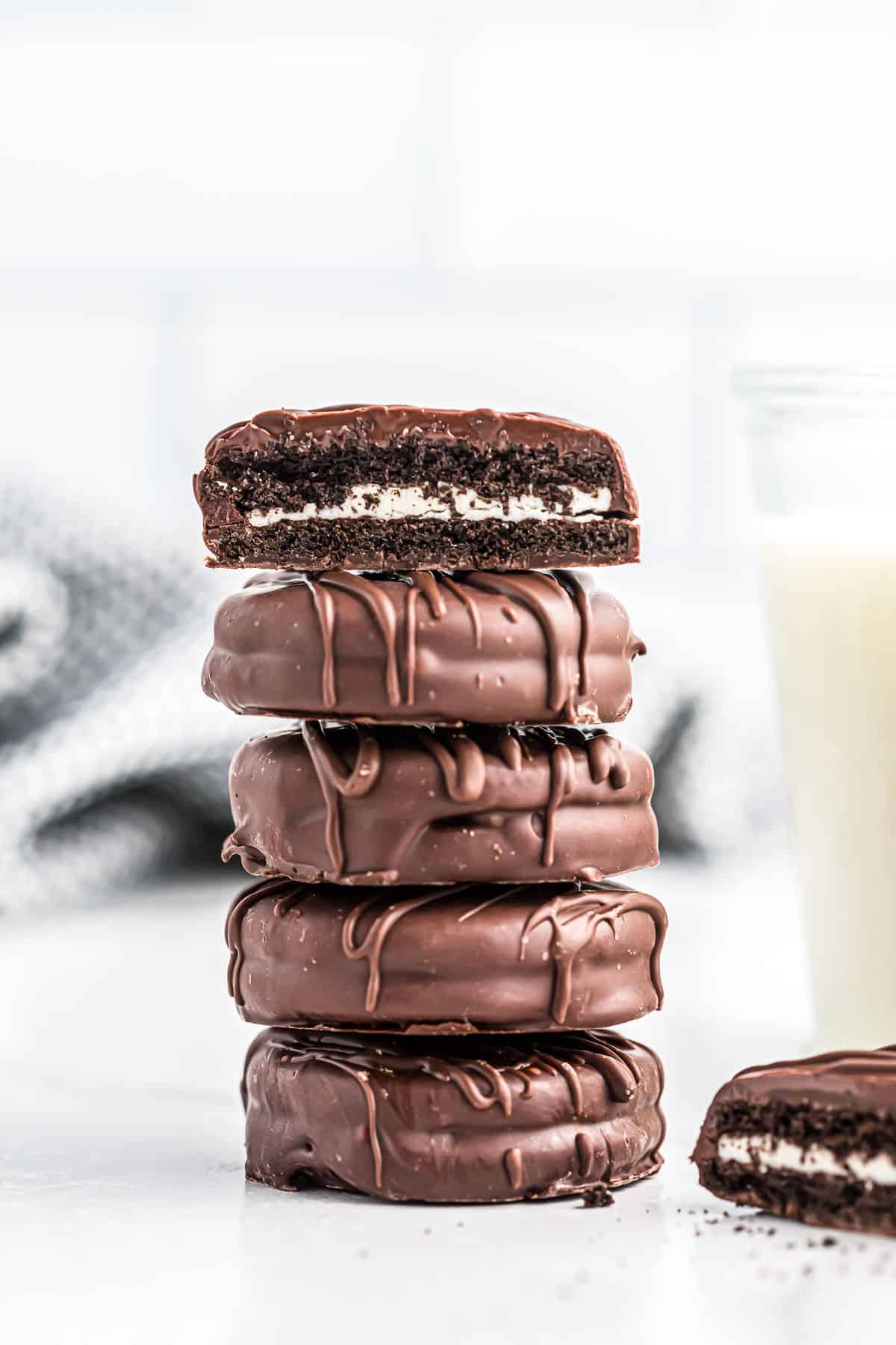 chocolate covered oreos stacked