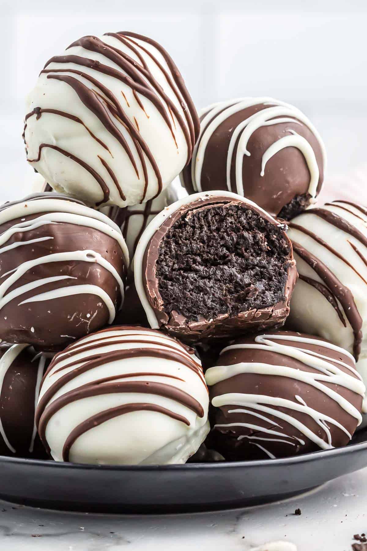 oreo balls on a serving plate