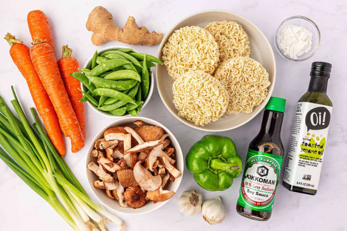 ingredients needed to make ramen noodle stir fry