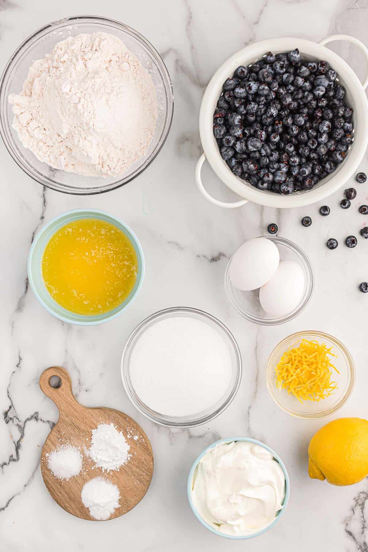 ingredients needed to make sour cream blueberry muffins